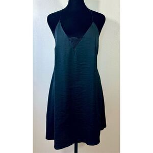 ASOS Satin Thin Cross Strap Low Back Sexy Little Black Mini Dress Women's Small